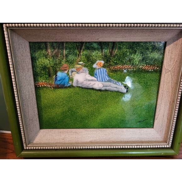 Daniel Belliard Signed Green Painting Enamel on Copper - Picture 14 of 14